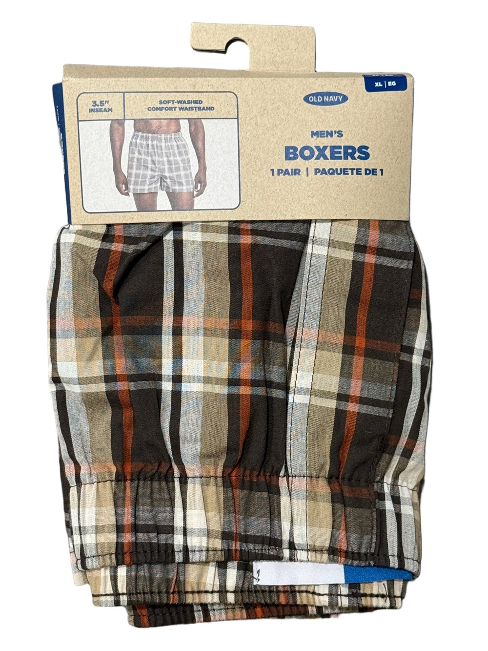 Mens Plaid Boxer Shorts - Size Extra Large XL - Old Navy - NWT